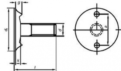 šroub M8x30 zápustná hlava 3.6 ZINEK korečkový+matice+podložka DIN 15237