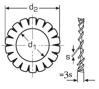 podložka M7 pr. 7.4x12.5x0.8 ZINEK vějířová vnější ozubení DIN 6798A