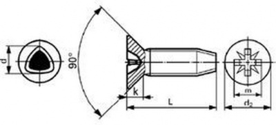 šroub M4x8 ČERNÝ ZINEK zápustná hlava křížová drážka samořezný DIN 7500 M-Z