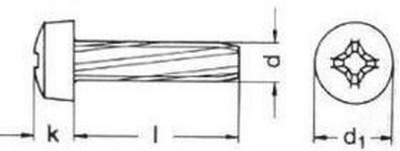 šroub M8x20 ZINEK půlkulatá hlava křížová drážka závitořezný DIN 7516A