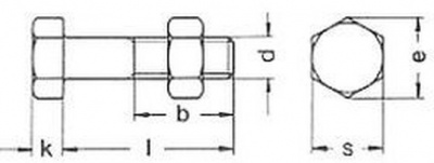šroub M16x45 BEZ PÚ 4.6 pro ocelové konstrukce DIN 7990 s maticí