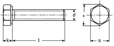 šroub M10x1.0x35 BEZ PÚ 8.8 šestihranný, celý, jemný závit DIN 961