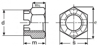 matice M16x1.5 BEZ PÚ /4/ korunková vysoká DIN 935