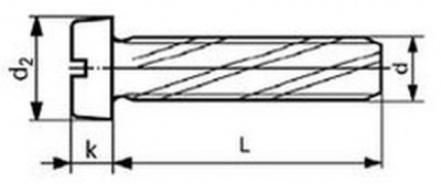 šroub M4x10 ZINEK závitořezný válcová hlava rovná drážka DIN 7513B