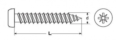 vrut univerzální 4.0x16 ČERNÝ ZINEK půlkulatá hlava, křížová drážka, DIN 7505B