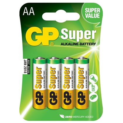 baterie GP SUPER AA Alkalické 1.5.V, blistr (4 ks) B01214