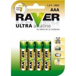 baterie RAVER ULTRA ALKALINE AAA 1.5V, blistr (4 ks)