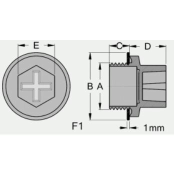 plastová zátka M16x1.5 se závitem a tešněním PA-6 - žlutá
