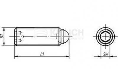 šroub M12x22 BEZ PÚ tlačný vnitřní imbus s kuličkou tvar A