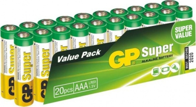 baterie GP SUPER AAA 1.5V Alkalické, blistr (20 ks)