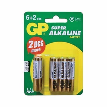 baterie GP SUPER AAA  Alkalické 1.5V  (8+4 ks) B0114T
