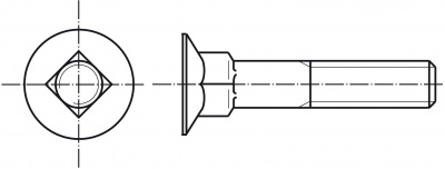 šroub M8x70 BEZ PÚ 4.6 zápustná hlava čtyřhranný pluhový DIN 605