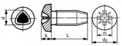 šroub M5x12 A2 NEREZ půlkulatá hlava, křížová drážka samořezný DIN 7500 C-Z
