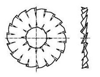 podložka M12 pr. 12.3x30.3x1.2 ZINEK vějířová dvojité (vnitřní a vnější) ozubení  DIN 6798 DD